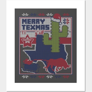 Merry Texmas Y'All Ugly Christmas Sweater Style T-Shirt Posters and Art